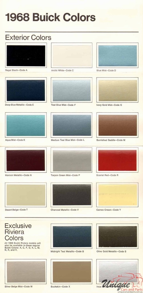 1968 Buick Exterior Paint Chart Page 2